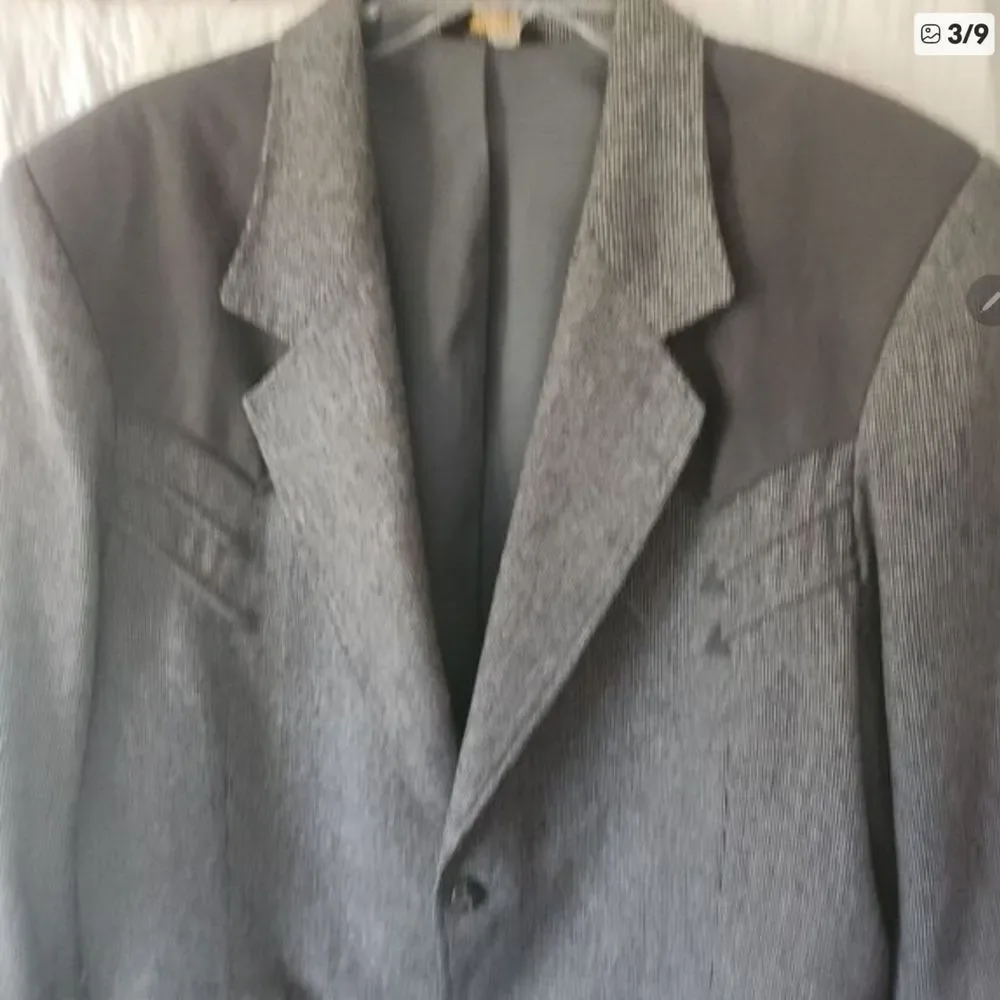 J49 PIONEER WEAR Vintage Western Style Gray Sport Coat with Dark Shoulder Panels